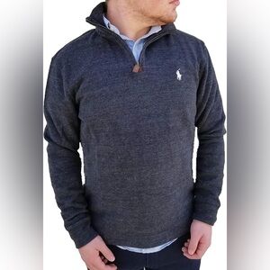 Polo Ralph Lauren mens Pullover Dark Gray Quarter-Zip  size L 100% cotton